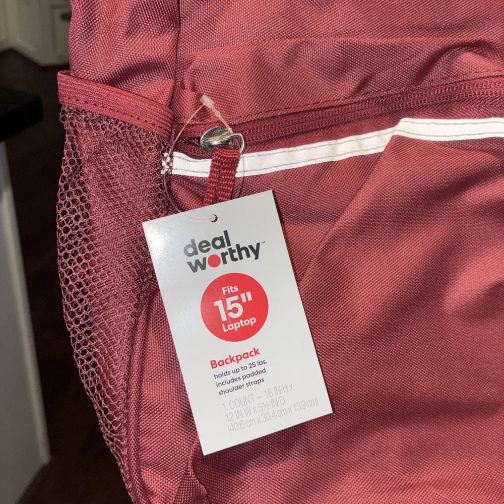 NEW Deal Worthy Backpack One Size Burgundy 15